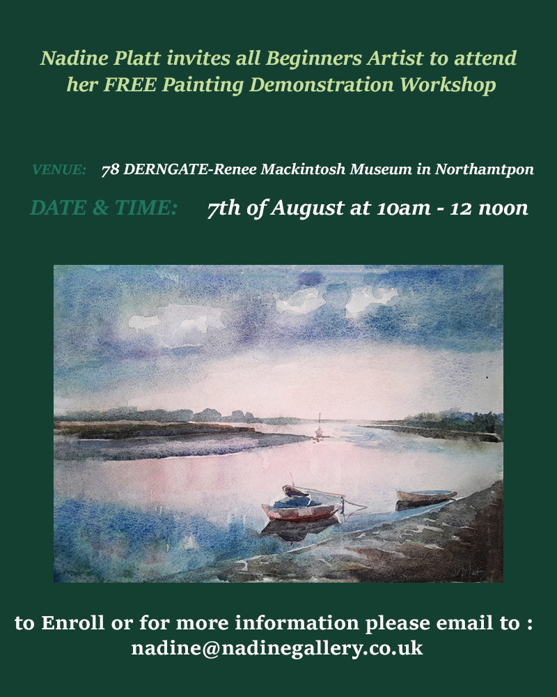 Nadine Platt's ART workshop painting demonstration at 78 Derngate Renee Mackintosh Museum