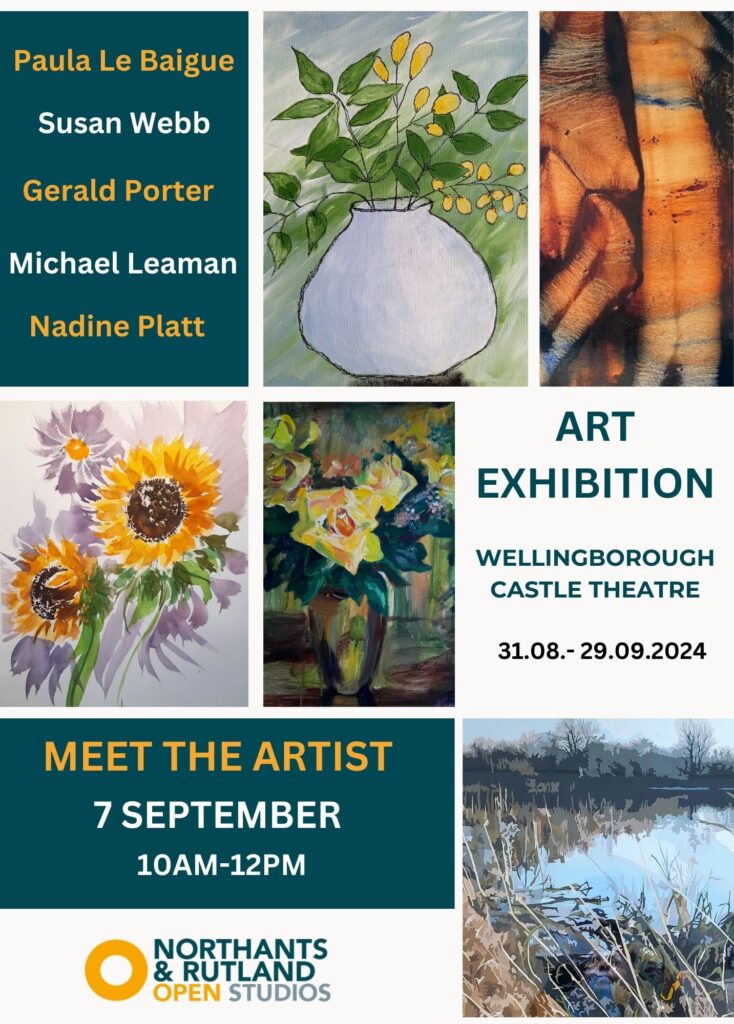 Nadine Platt together with other four artists exhibits in the Castle Theatre in Wellingborough as part of the Open Studios Art Festival